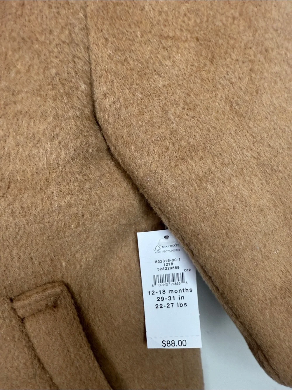 GAP Toddler Camel Pea Coat